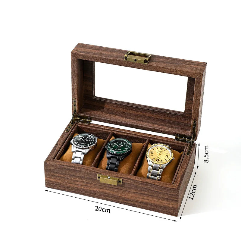  Eco-Friendly Leather Classic Best Selling Style Dust-Proof Watch Storage Display Box with Lock Glass Window Watch Box