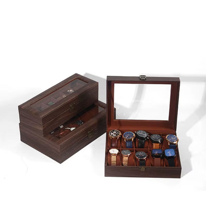  Eco-Friendly Leather Classic Best Selling Style Dust-Proof Watch Storage Display Box with Lock Glass Window Watch Box
