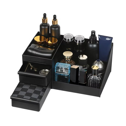 Bathroom Countertop Organizer with Drawers Cologne Organizer for Men, Cologne Holder for Dresser, Perfume Stand,