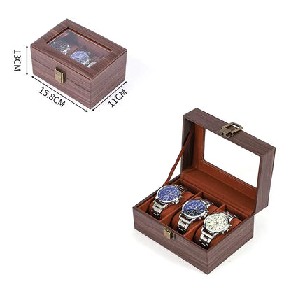  Eco-Friendly Leather Classic Best Selling Style Dust-Proof Watch Storage Display Box with Lock Glass Window Watch Box