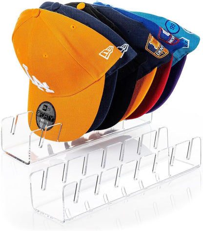 Hat Stand for Baseball Caps Display and Organizer No Install Acrylic Hat Holder for 14 Baseball Caps Hat Racks Storage for Bedroom,Closet,Dresser,Entrance 2 Pack(Clear)