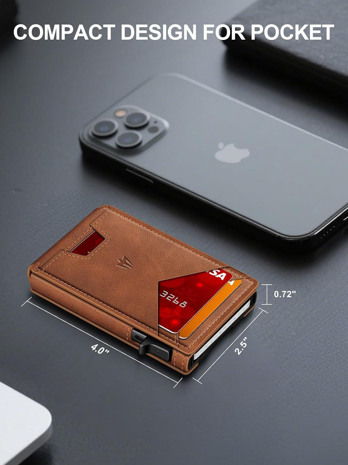 Wallet for Men, Slim Minimalist Wallet with Money Clip＆Id Window, RFID Blocking Pop-Up Credit Card Holder, Smart Auminum Mens Wallet Holds 9-13 Cards (Gift Box) (Brown)