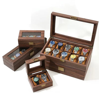  Eco-Friendly Leather Classic Best Selling Style Dust-Proof Watch Storage Display Box with Lock Glass Window Watch Box