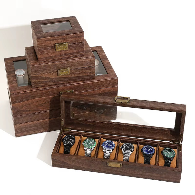  Eco-Friendly Leather Classic Best Selling Style Dust-Proof Watch Storage Display Box with Lock Glass Window Watch Box