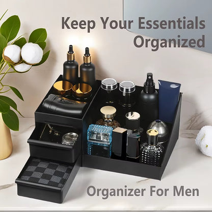 Bathroom Countertop Organizer with Drawers Cologne Organizer for Men, Cologne Holder for Dresser, Perfume Stand,
