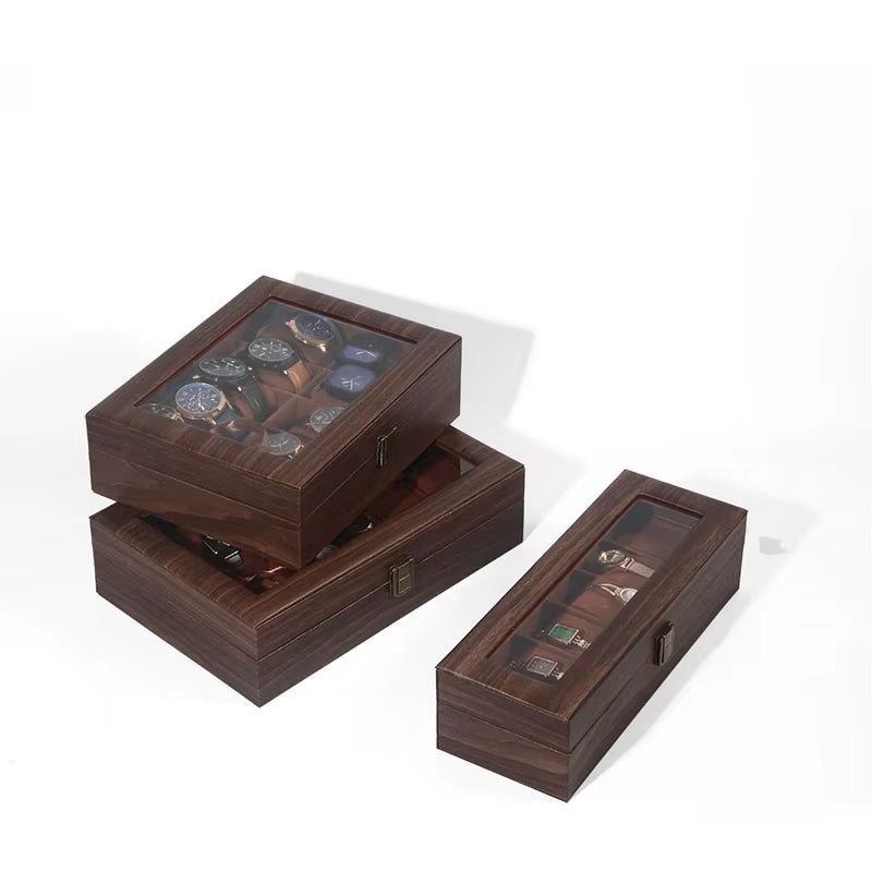  Eco-Friendly Leather Classic Best Selling Style Dust-Proof Watch Storage Display Box with Lock Glass Window Watch Box