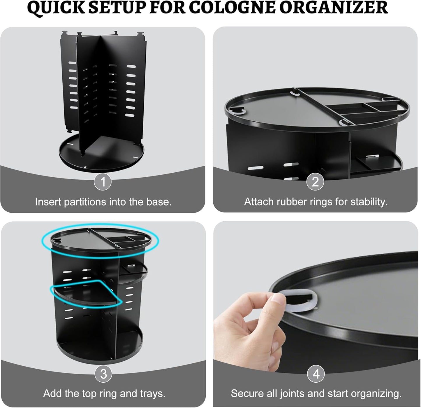 360-Degree Rotating Men's Cologne and Perfume Organizer - Bathroom and Dresser Counter Storage Solution