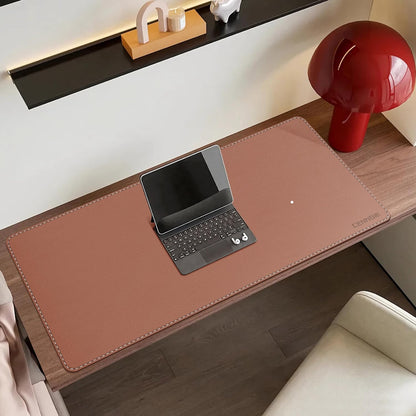 35.5" X 16" Leather Desk Mat, Non-Slip Waterproof Extra Wide Desk Pad Protector,Computer Mouse Pad for Office Home (Brown)