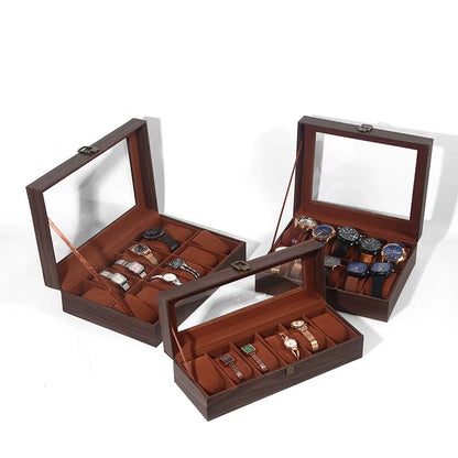  Eco-Friendly Leather Classic Best Selling Style Dust-Proof Watch Storage Display Box with Lock Glass Window Watch Box