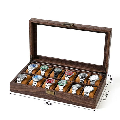  Eco-Friendly Leather Classic Best Selling Style Dust-Proof Watch Storage Display Box with Lock Glass Window Watch Box