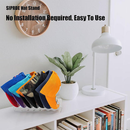 Hat Stand for Baseball Caps Display and Organizer No Install Acrylic Hat Holder for 14 Baseball Caps Hat Racks Storage for Bedroom,Closet,Dresser,Entrance 2 Pack(Clear)