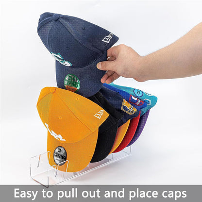 Hat Stand for Baseball Caps Display and Organizer No Install Acrylic Hat Holder for 14 Baseball Caps Hat Racks Storage for Bedroom,Closet,Dresser,Entrance 2 Pack(Clear)