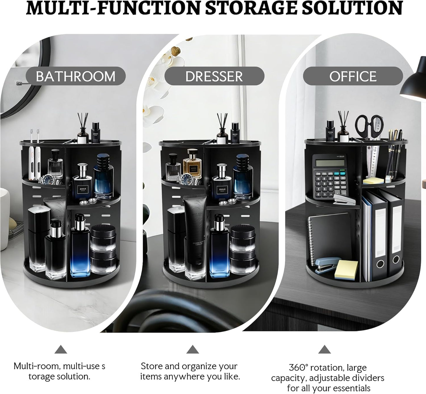 360-Degree Rotating Men's Cologne and Perfume Organizer - Bathroom and Dresser Counter Storage Solution