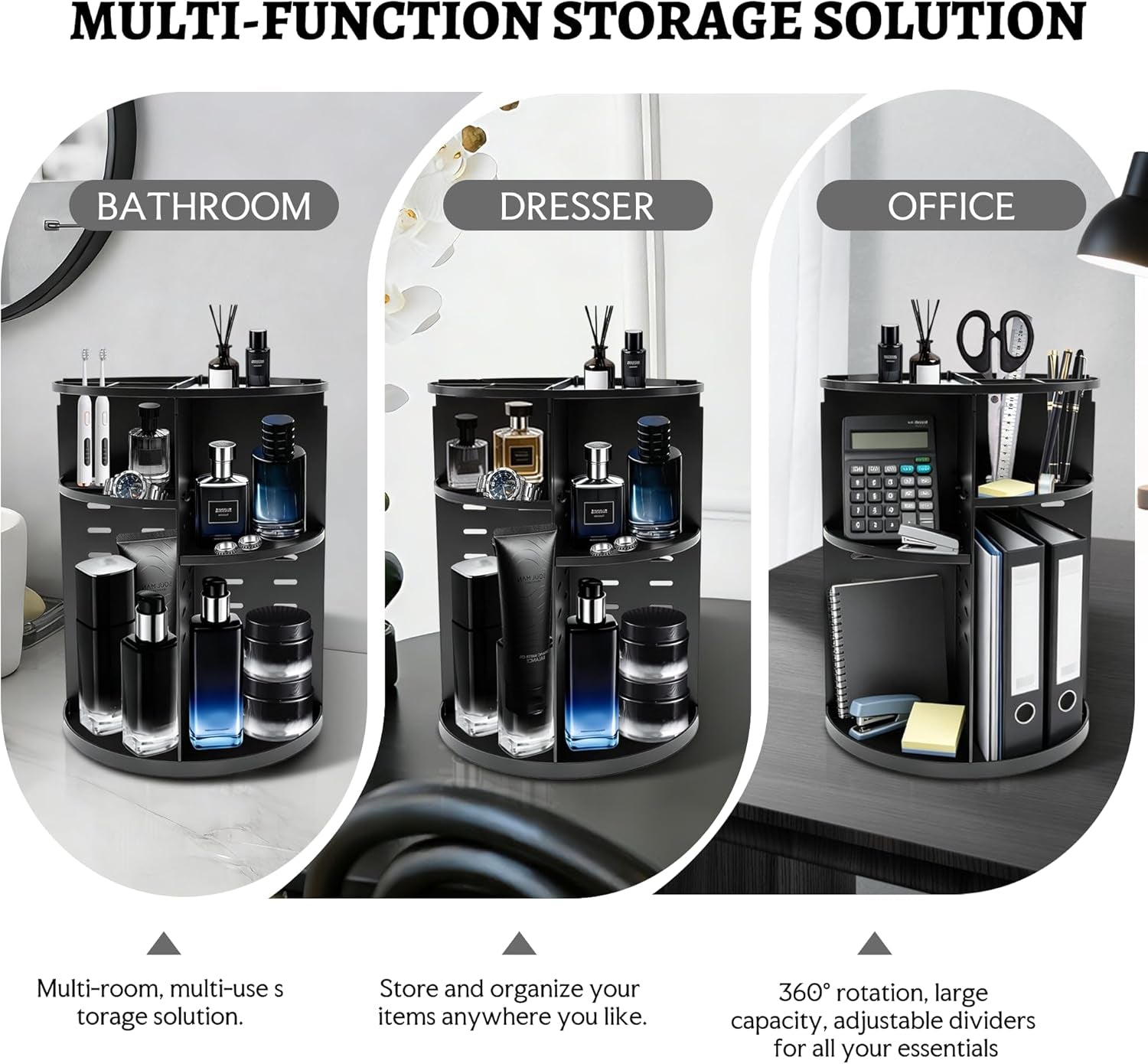 360-Degree Rotating Men's Cologne and Perfume Organizer - Bathroom and Dresser Counter Storage Solution