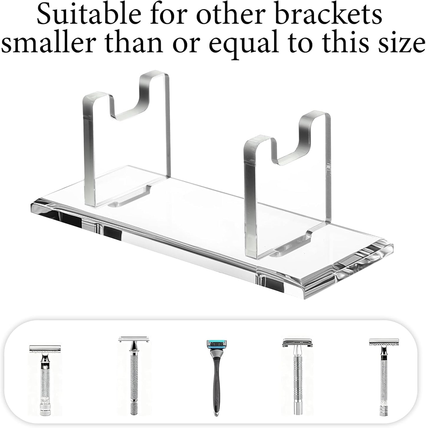 2 Pcs Acrylic Men'S Razor Stand Holder Safety Razor Stand Stable Storage Bracket Shaving Brush Stands Bathroom Compatible with MK23C, Clear