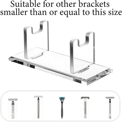 2 Pcs Acrylic Men'S Razor Stand Holder Safety Razor Stand Stable Storage Bracket Shaving Brush Stands Bathroom Compatible with MK23C, Clear