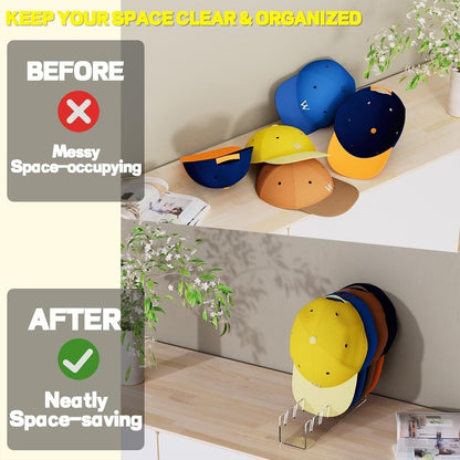 Hat Stand for Baseball Caps Display and Organizer No Install Acrylic Hat Holder for 14 Baseball Caps Hat Racks Storage for Bedroom,Closet,Dresser,Entrance 2 Pack(Clear)