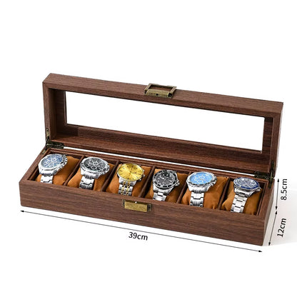  Eco-Friendly Leather Classic Best Selling Style Dust-Proof Watch Storage Display Box with Lock Glass Window Watch Box