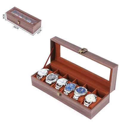  Eco-Friendly Leather Classic Best Selling Style Dust-Proof Watch Storage Display Box with Lock Glass Window Watch Box
